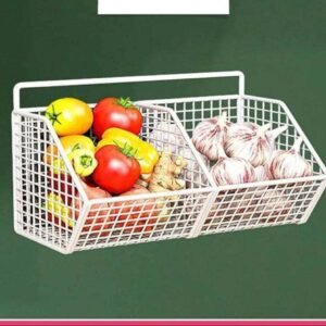 2 Grids Wall Mounted Metal Wire Storage Basket