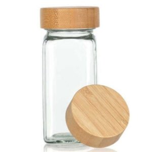 Glass Spice Jar with Bamboo Lid | Airtight Kitchen Storage Bottle (110ml)