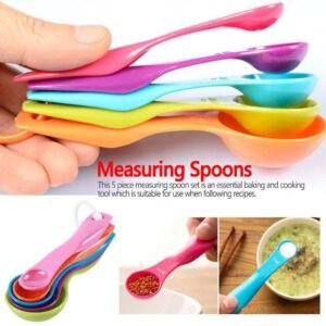 Set of 5 - Random Color Plastic Kitchen Baking Measuring Spoons